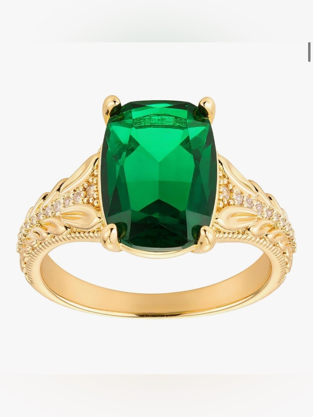 Stunning Neiman Marcus square antiqued Emerald figurine ring 7